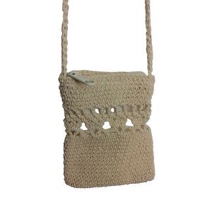 Vintage Woven Crochet Small White Purse Kathy Lee Collection Y2K 90's BOHO